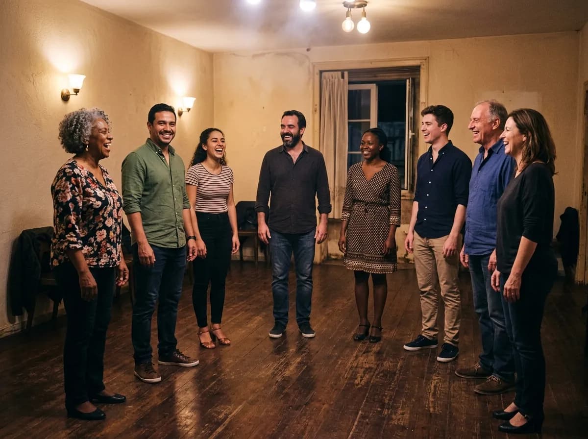 Uma aula de grupo no estúdio